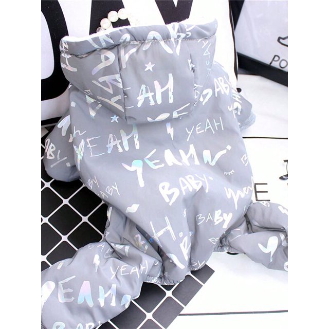 1pc Night Reflective Gray Colorful Jacket With Four Legs, Suitable For Dogs And Cats, Suitable For Autumn And Winter