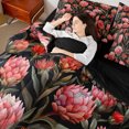 thumbnail image 4 of Manfei Pink Flower Print Bedding Comforter Set 7-Piece for Girls, French Style Floral King Bedding Sets, Retro Western Theme Reversible Bed Sheets, Ultra Soft Home Decor, 4 of 7