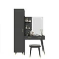 thumbnail image 4 of Makeup Vanity Desk Closet Set, Dressing Table with Adjustable LED Mirror, Power Outlets & 2 Drawers, Tall Closet with Hanging Rod, Large Vanity Desk with Wardrobe and Stool for Women Girls, Black, 4 of 9