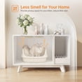 thumbnail image 5 of Innovar Modern Cat Litter Box Enclosure - 31.5" Hidden Cat Litter Box Furniture for 2 Cats, Indoors Cats Washroom Cabinet with Divider & Scratching Pad for Living Room Bedroom,White/Marble Top, 5 of 10