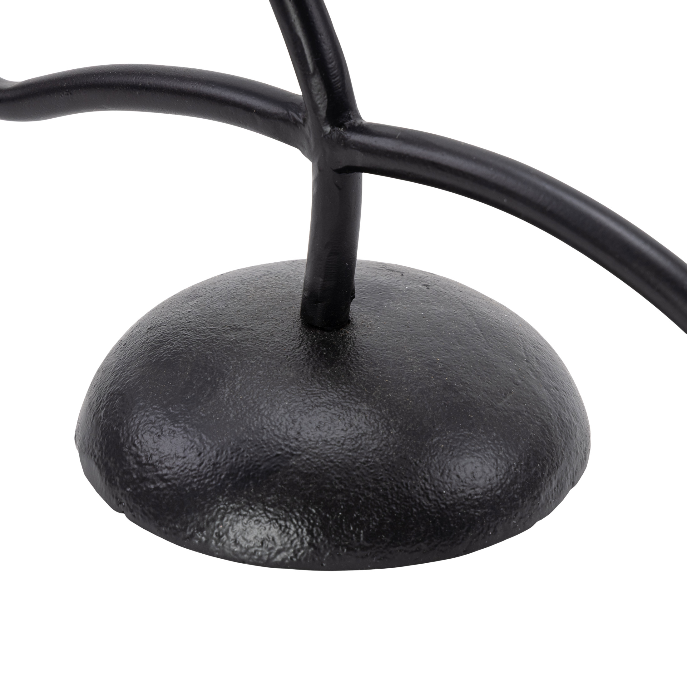 DecMode 3 Candle Black Metal Candle Holder with Round Base