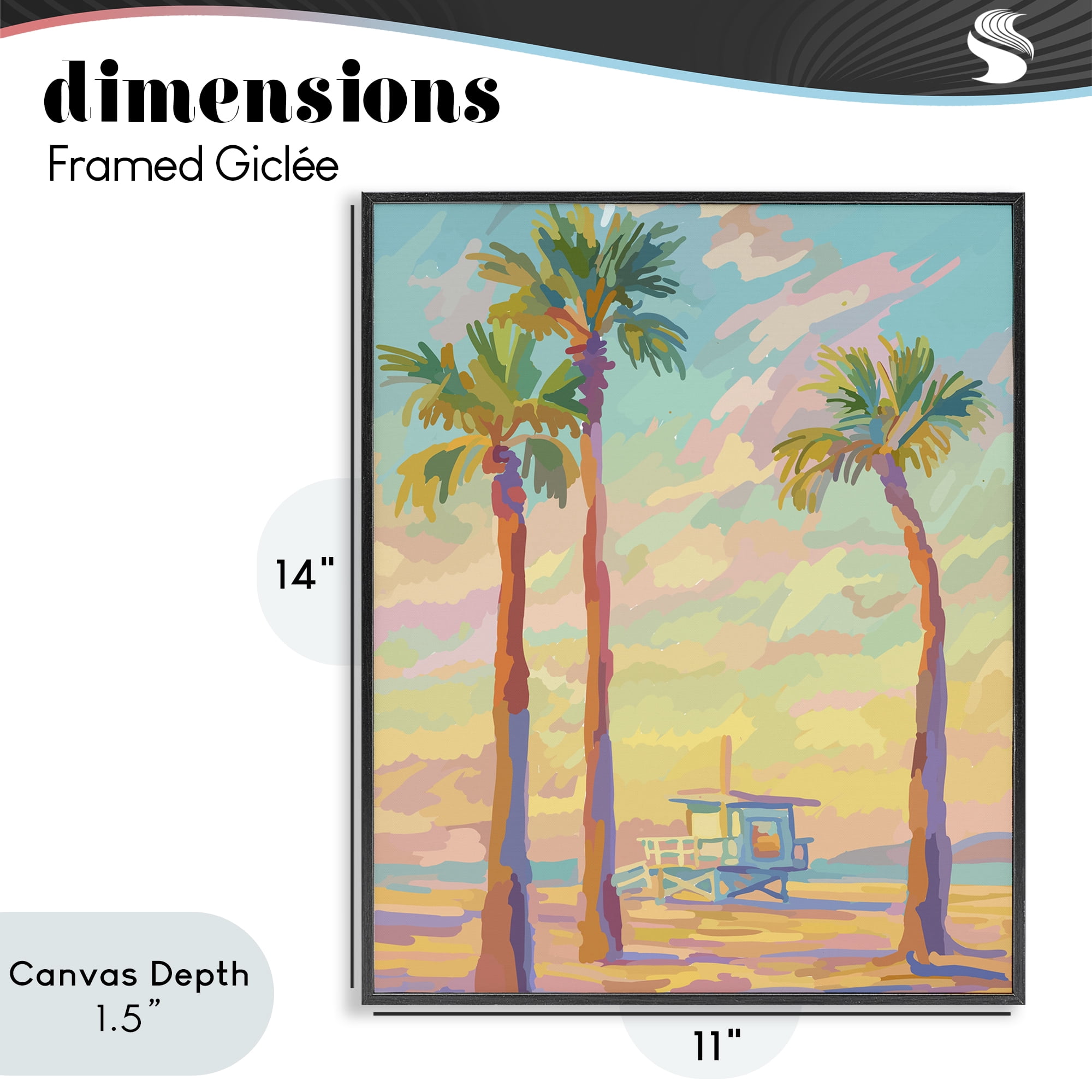 Stupell Industries Beachside Palms Abstraction Black Framed Giclee Art, design by Amelia Noyes
