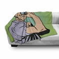 thumbnail image 3 of Grandpa Soft Flannel Fleece Blanket, Halftone Circles Background with Cartoon Old Man Flexing We Can Do It Calligraphy, Cozy Plush for Indoor and Outdoor Use, 70" x 90", Multicolor, by Ambesonne, 3 of 6
