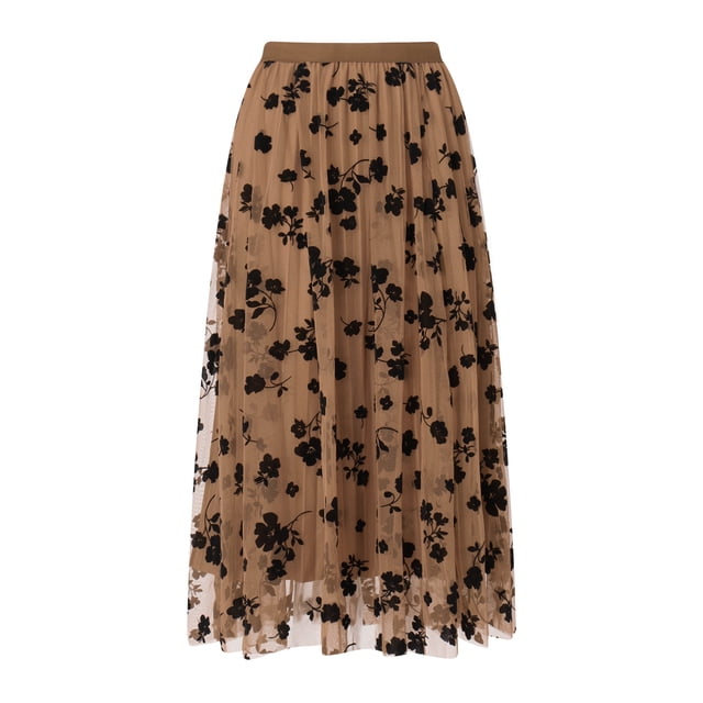 Las mujeres de la mitad del vestido largo, verano de primavera de la calle Casual Fiesta Floral en capas falda de tul Nituyy Media falda de rejilla reversible