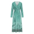 thumbnail image 5 of gakvbuo Plus Size Maxi Dress For Women Long Sleeve V Neck Casual Boho Floral Print Ruffle Flowy Dress Fall Dresses For Women 2023, 5 of 5