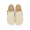 thumbnail image 3 of BLISSFUL STEP Women's Closed Toe Buckle Slip on Slides Platform Mules Beige (Size 7), 3 of 7