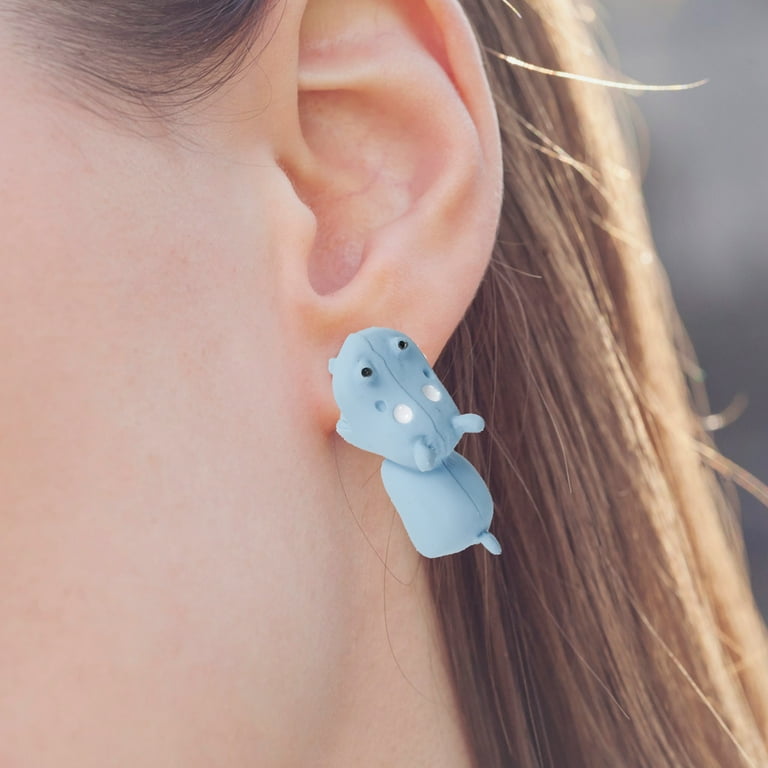Sutowe Cute Ear Studs Animal Bite Earrings 1 Pair Dinosaur Shark