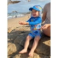 thumbnail image 5 of BemeyourBBs Newborn Baby Boy Girl One Piece Swimsuit With Sun Hat Infant Bathing Suit Rash Guard Sea Animal Octopus Print Long Sleeve Zipper Swimwear Summer Beachwear, 5 of 9