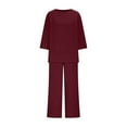 thumbnail image 4 of BXINGOHAI Women's Pajama Sets Short Sleeve Sleepwear Pj Loungewear Top and Capri Pants with Pockets Wine 3XL, 4 of 7