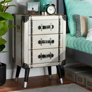 Baxton Studio Dilan Vintage Industrial Antique Silver Finished Metal Trunk Inspired 3-Drawer End Table