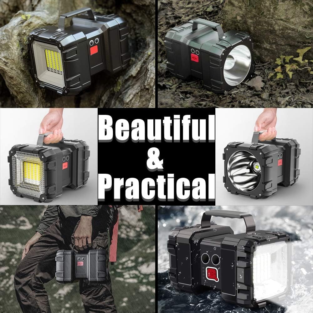 AlpsWolf Rechargeable Flashlight, LED Spotlight Flashlight 15000 Capacity 4000LM 20h Ultra-Long Standby Ultra Bright Flashlight Waterproof with USB Output as a Power Bank for Camping Accessories W845