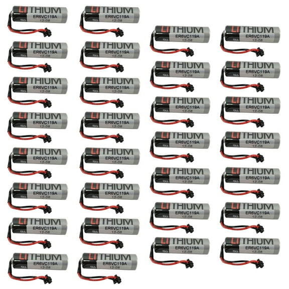 (Pack of 30) 2400mAh ER6V/3.6V ER6VC119A/119B PLC Non-Rechargeable Lithium Battery for PLC M70 3.6V with Black Plug