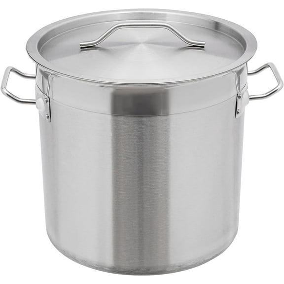YANGLI 4-Gallon Commercial Grade Stock Pot, Large Capacity 201 Stainless Steel Soup Pot with Lid Heavy Duty Induction Stockpot for Seafood Cooking