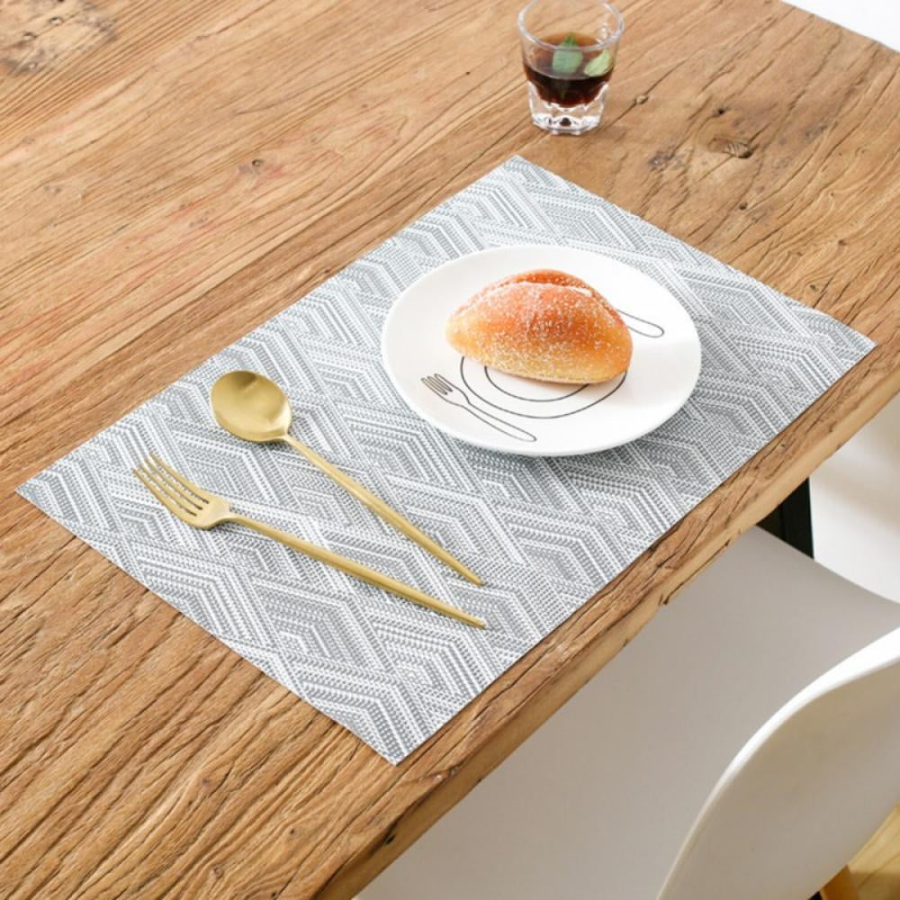 4PCS Western Style PVC Placemats Simple Jacquard Waterproof Non Slip