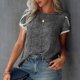 thumbnail image 5 of Moda mujer Casual impresión cuello redondo jerseys manga corta blusa camiseta Tops Pompotops  hfajkhk127556, 5 of 9
