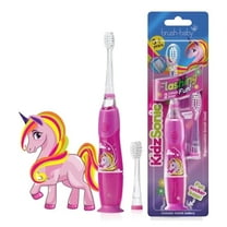Brush-Baby KidzSonic Kids Electric Toothbrush, Pink Unicorn, Soft Bristles, Disco Lights, Smart Timer, 2 Brush Heads