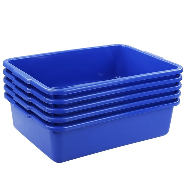 Obstnny Lavabo de Plástico para Lavabo de Autobús Comercial Pequeño de 8 L, 5 Paquetes, Azul Marino