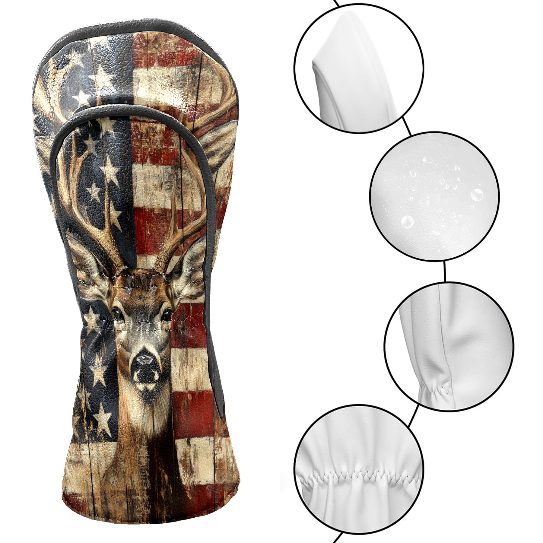 Golf Club Covers PU Leather Waterproof Head Covers for Fairway Woods Hybrids Banner Elk Unisex Fits Most Brands