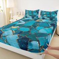 thumbnail image 5 of Manfei Terrazzo Tile Print Queen Sheets, Marble Stone Mosaic Queen Sheet Sets, Turquoise, 4pcs, 1 Flat Sheet, 1 Fitted Sheet and 2 Pillowcases, 5 of 6