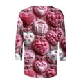 thumbnail image 4 of Womens T Shirts Valentines, Heart Tops for Women, 3/4 Sleeve Tee Shirt Women Valentine's Day Love Flower Print T Shirt Casual Round Neck Three Quarter Sleeve T-Shirt Top, 4 of 5