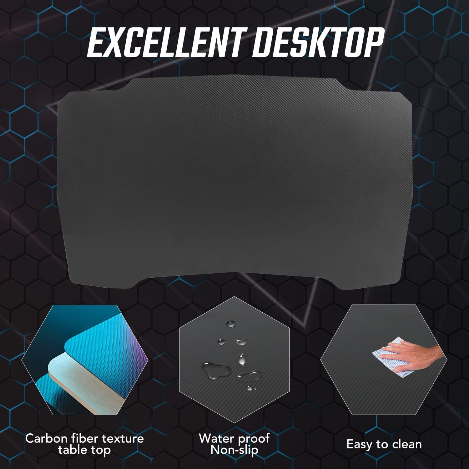 BestOffice 39 inch Z Shaped Ergonomic Gaming Desk with Headphone Hook for Adults,Blue