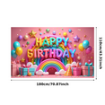 thumbnail image 3 of Colorful Theme Happy Birthday Banner Rainbow Background Party Decoration for Birthday Celebration Kids Party Indoor Decoration, 3 of 7