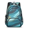 thumbnail image 2 of Teal Gold Marble Backpack for School,Cute School Bag,Schoolbag with Adjustable Shoulder Straps & Padded Back,16.9 Inch, 2 of 5