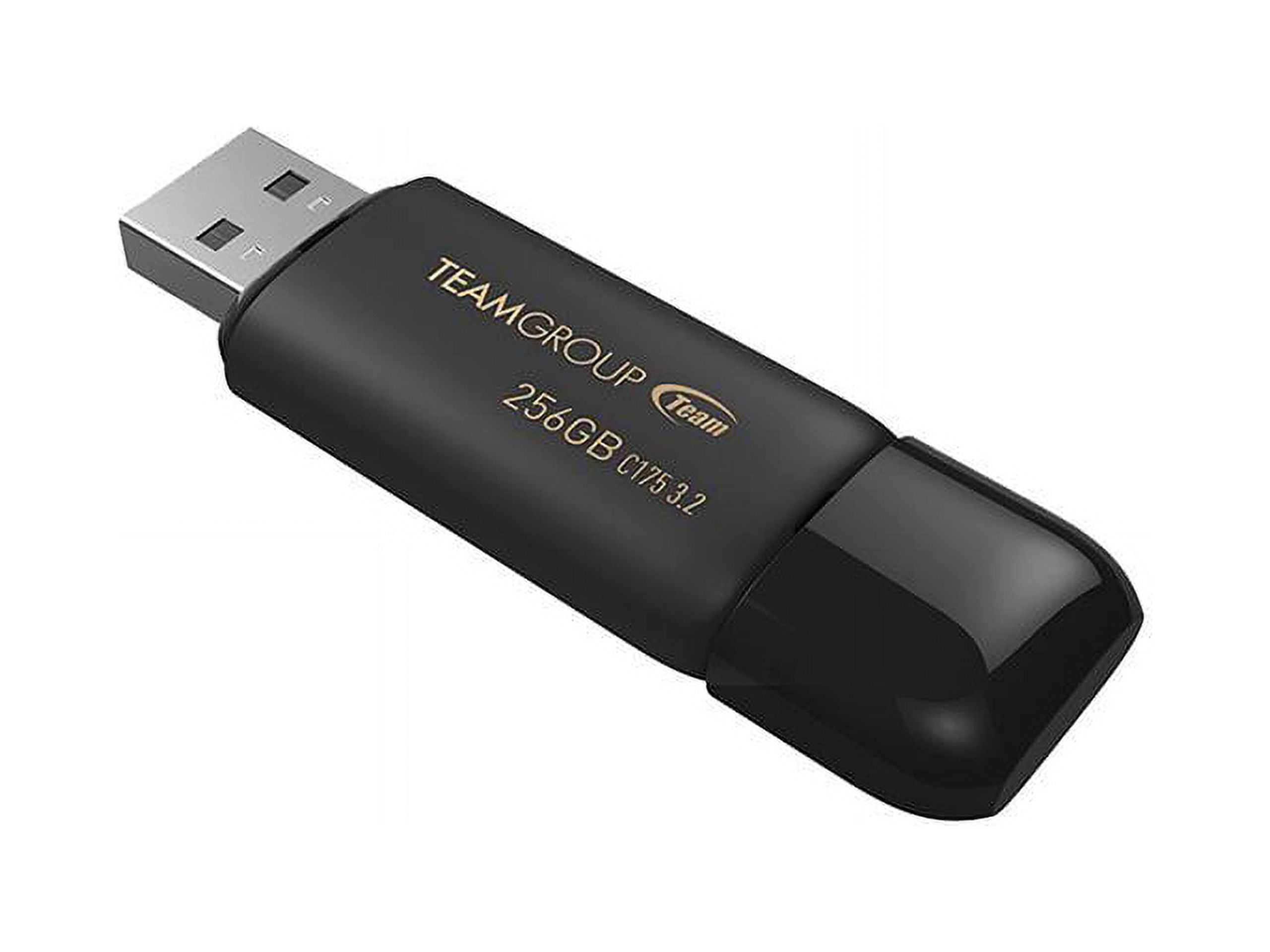 TEAMGROUP C175 256GB USB 3.2 Gen 1 Flash Drive Rounded Streamlined Unibody Design Black Pearl Seamless Construction Matte and Glossy Finish, Speed Up to 100MB/s (TC1753256GB01)