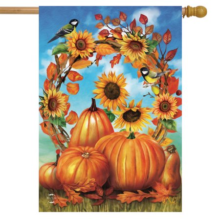 Briarwood Lane Autumn Wreath Still Life House Flag