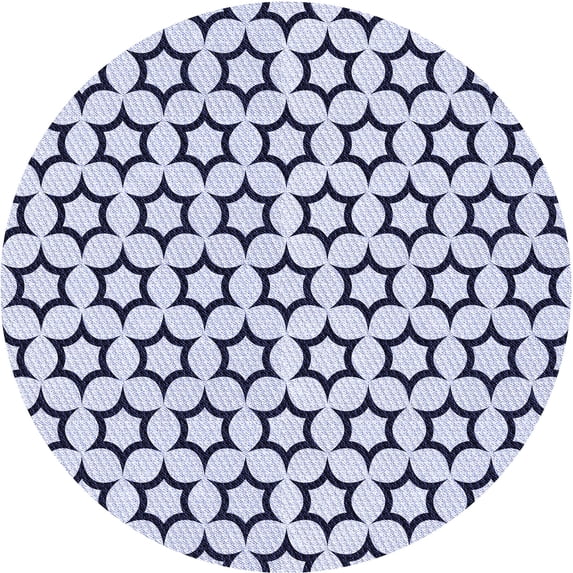 Ahgly Company Indoor Round Patterned Lavender Blue Area Rugs, 4' Round