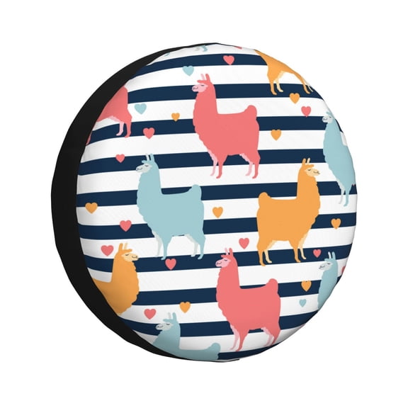 Vsdgher Colorful Llama for Spare Tire Cover, Tire Wheel Protector Wheel Cover Fit for Truck,Trailer,RV,SUV,Camper and Most Vehicle-14 inch