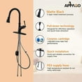 thumbnail image 4 of Zovajonia Commercial Kitchen Sink Faucet Pull Down Sprayer Matte Black with Cover Plate, 4 of 7