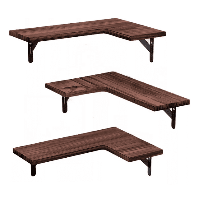 Estante Esquinero Flotante 3 Piezas Madera Oscura