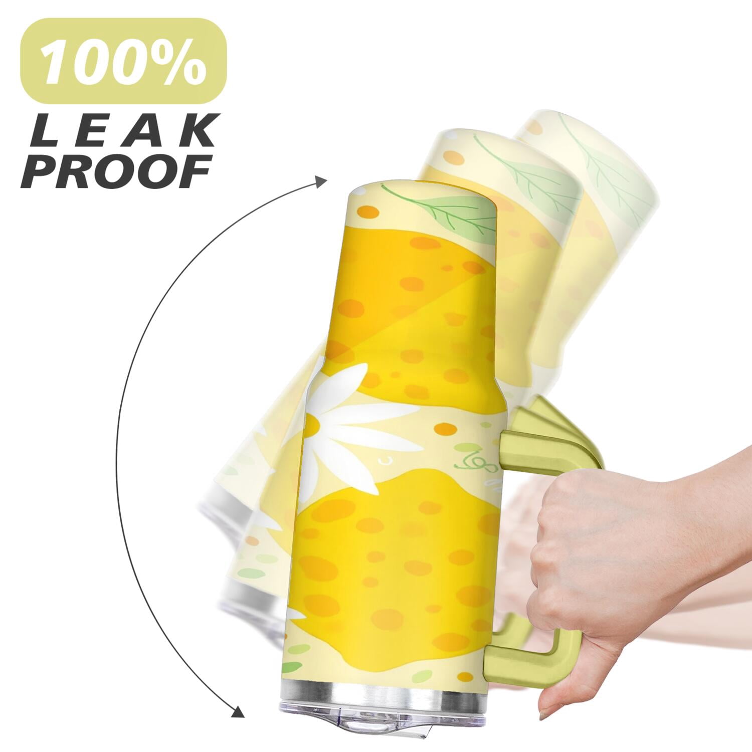 40 oz Lemon Tumbler with Handle Vacuum Insulated Water Bottle Gift for Birthday Christmas Halloween