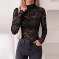 thumbnail image 4 of WULMLEO Womens Lace Long Sleeve Tops Sheer Mesh Blouse Black M, 4 of 7