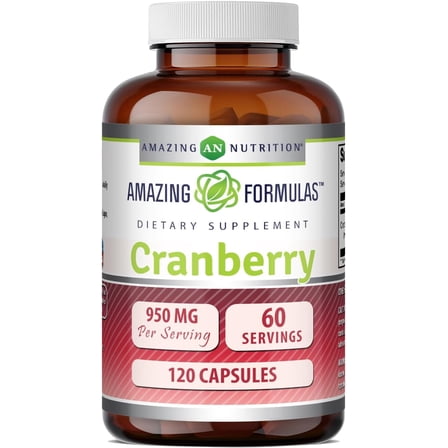 Amazing Formulas Cranberry Extract (Vaccinium Macrocarpon) 950 Mg Per Serving 120 Capsules Supplement | Non-GMO |Gluten Free