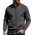 thumbnail image 6 of Hngshg Mens Sweatshirts Trendy Quarter Zip Stand Neck Solid Color Tops Long Sleeve Pocket Pullover Sweatshirts, 6 of 6