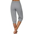 thumbnail image 2 of Elastic Waist Print Casual Pants Women Knee-Length Capris Loose Drawstring Joggers, 2 of 3