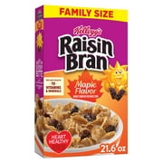 Kellogg's Raisin Bran Maple Cold Breakfast Cereal, Family Size, 21.6 oz Box