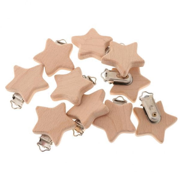 2x CLIENTA de PACINA de de 2X CLIPS STAR TEYING TOYS ACCESORIO de ENFERMERÍa Sunnimix Clip de chupete de madera 10pcs
