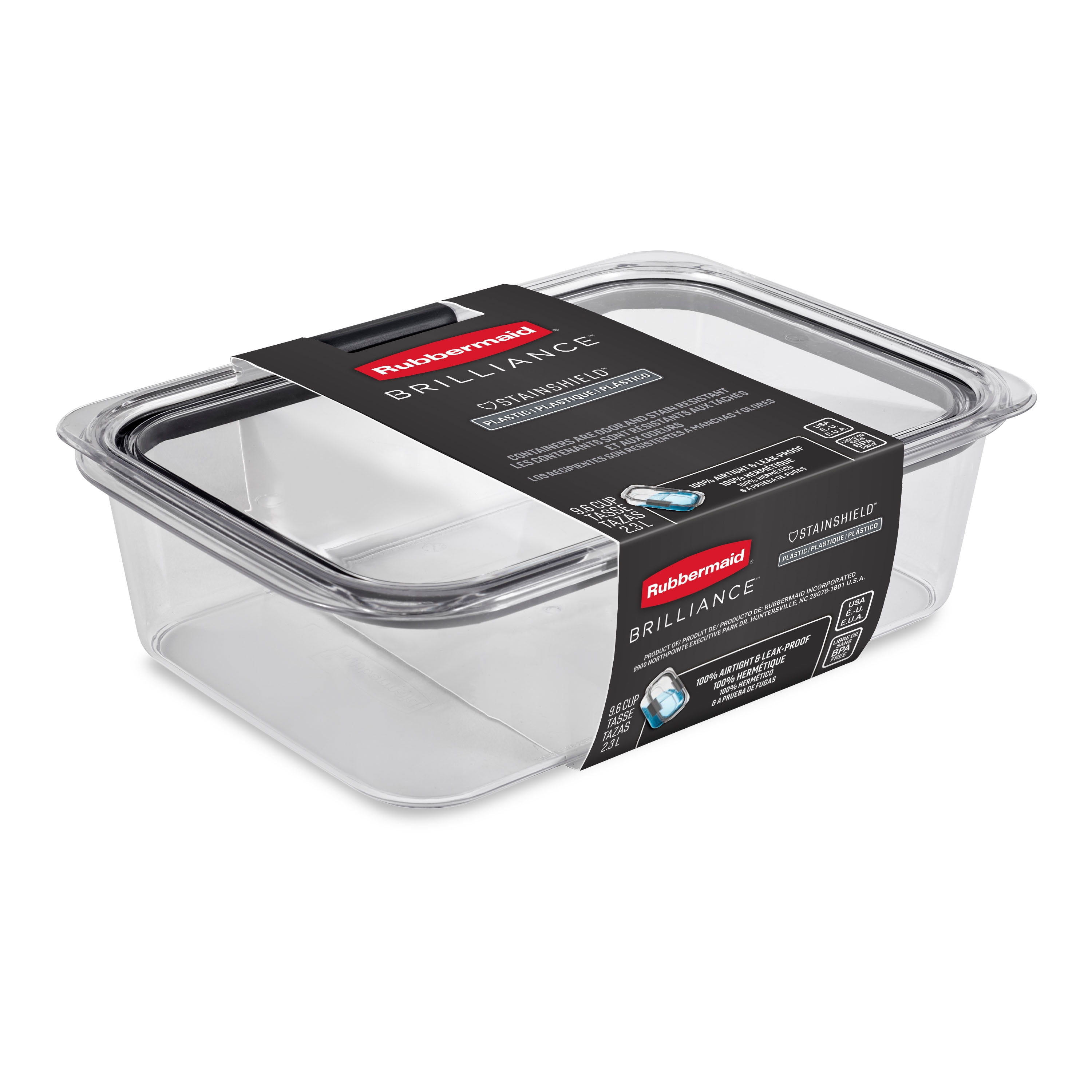 Rubbermaid Brilliance Plastic Food Storage Container, 2.3 L (9.6 Cup), 1 Pack