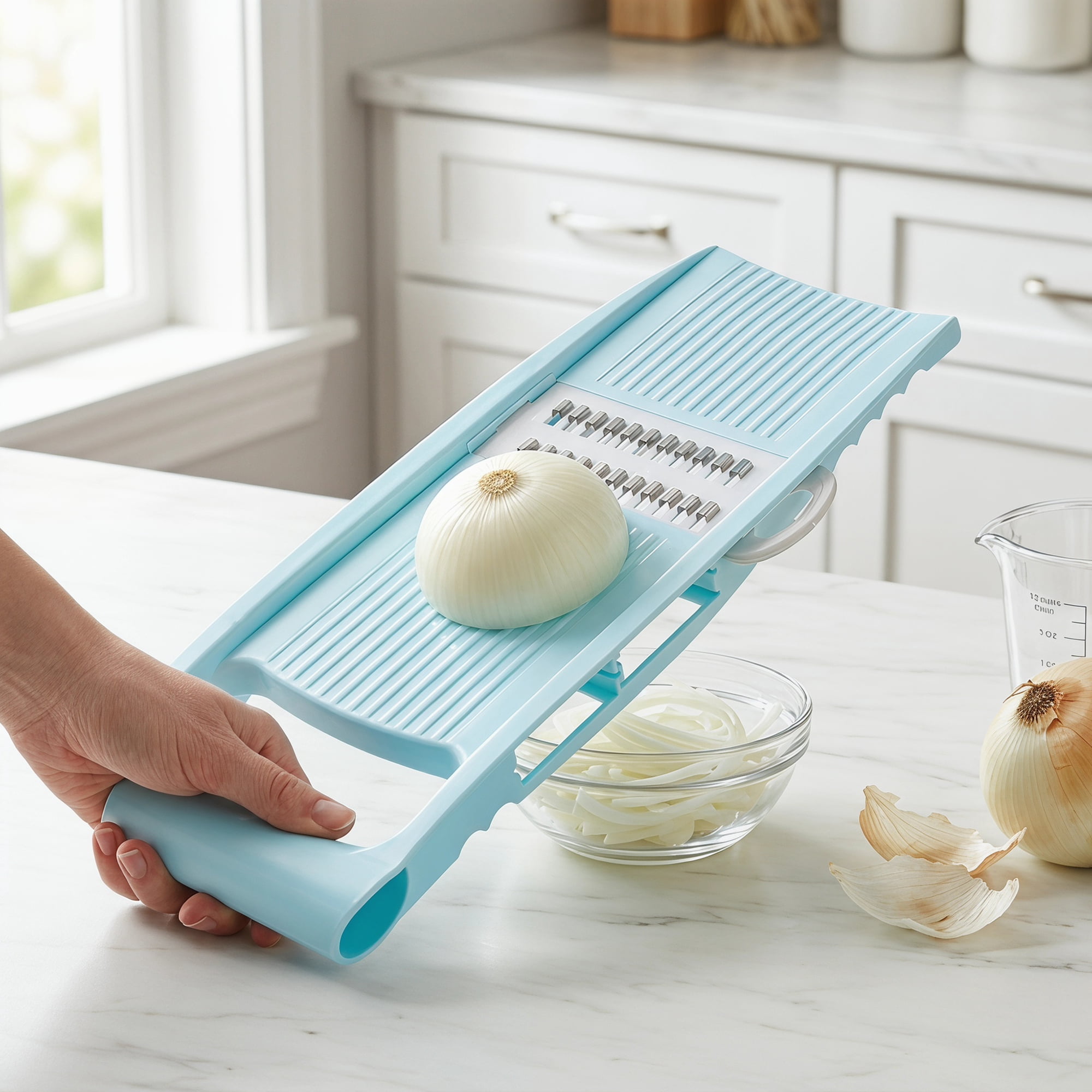 Unique Bargains  Professional Mandoline Slicer for Home Chefs 6 in 1(A) 10.9"x3.9"