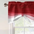 thumbnail image 4 of Red Ombre Waves Tie Up Valance Curtains for Windows, Kitchen Curtains Window Treatments, Abstract Art Gradient Modern Short Window Shades Valances for Bedroom Bathroom Cafe 42"x12", 4 of 8
