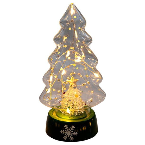 Mini árbol de Navidad de de mercurio con luces LED, batería (no incluida), pieza central , adorno de escultura para decoración del hogar Árbol SM SunniMix estatua de árbol
