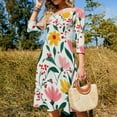 thumbnail image 4 of Pretty Floral White Background Design Dress Summer Dresses Woman Street Style Big Size Casual Dress, 4 of 9
