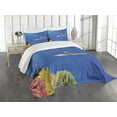 thumbnail image 3 of Ambesonne Shark Quilted Bedspread Set 3 Pcs, Tropic Underwater World, King Size, Multicolor, 3 of 5