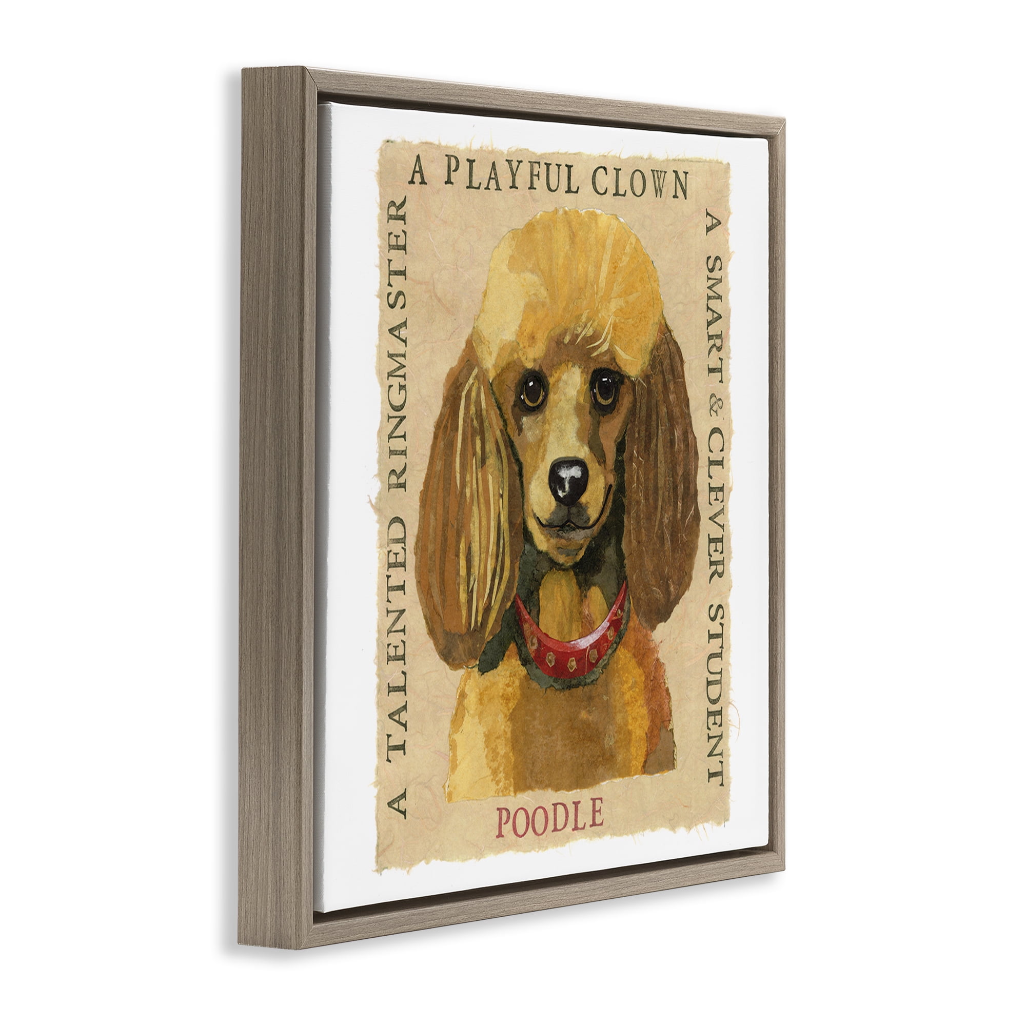 Stupell Industries Fun Poodle Pet Phrases Animals Painting Brown Floater Framed Canvas Art Print Wall Art, 25 x 25