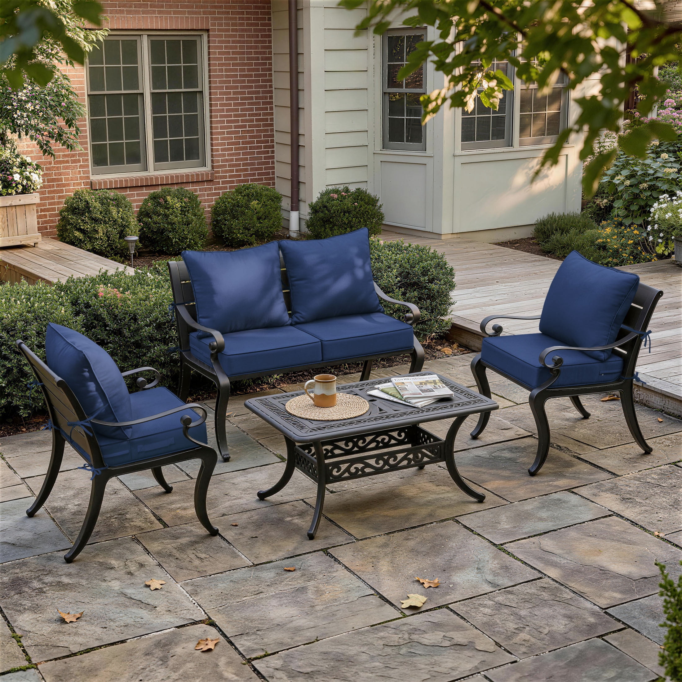Pakunoda 24" X 24" Outdoor Deep Seat Cushion Replacement Slipcovers, 6 Set of Waterproof Patio Furniture Cushion Covers, Outdoor Cushion Covers with Zipper for Patio Furniture, Blue