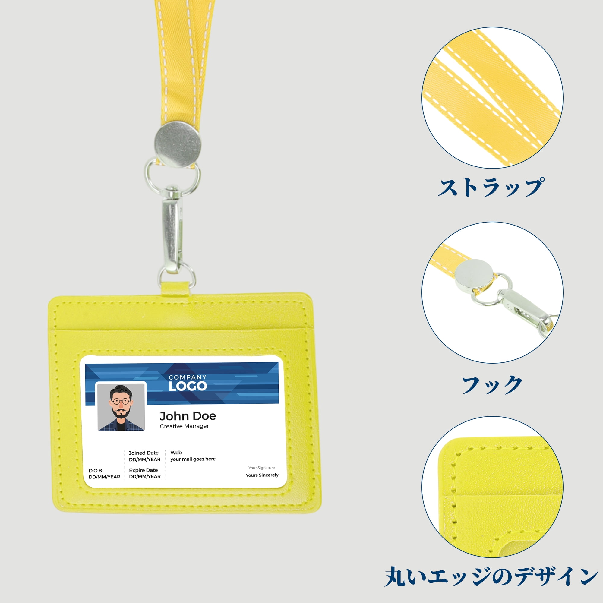 Unique Bargains Lanyards for ID Badges Card Holder with Strap Durable for Work IDs Yellow