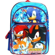 New Sonic, Shadow, Tails & Knuckles The Hedgehog 16 inch Large Backpack NEW